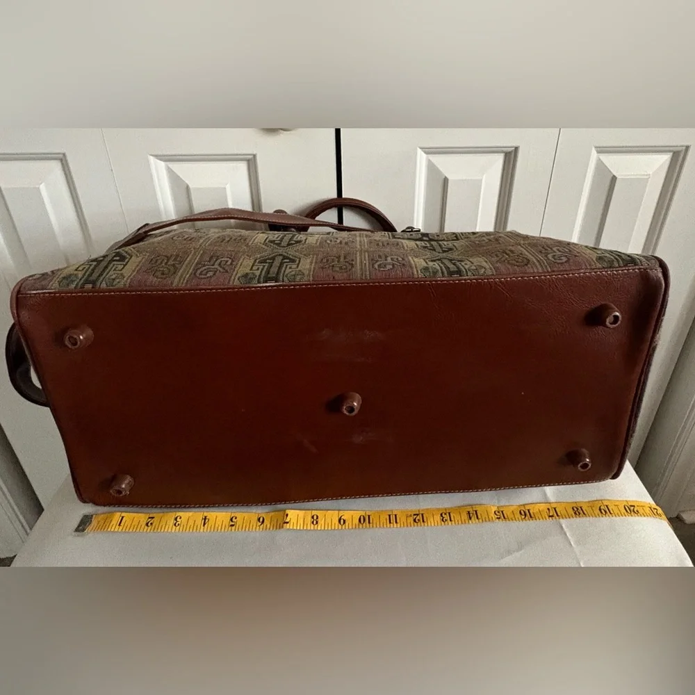 CAPEZIO, Vintage Faux Leather Multicolor Carpet Bag Style Weekend Travel Bag